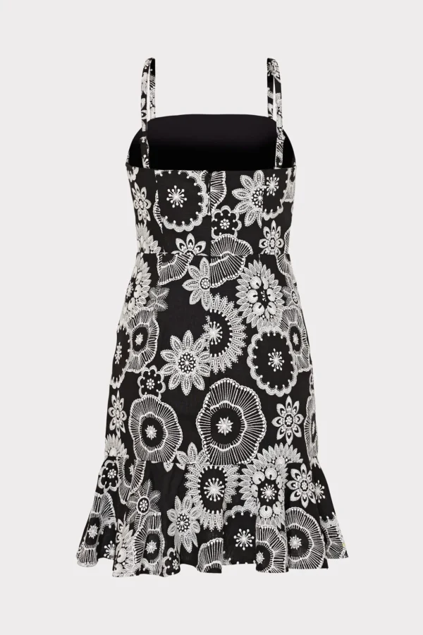 linen_embroidered_dress_3-3.webp Day Dresses-MILLY Linen Embroidered Dress Black/White