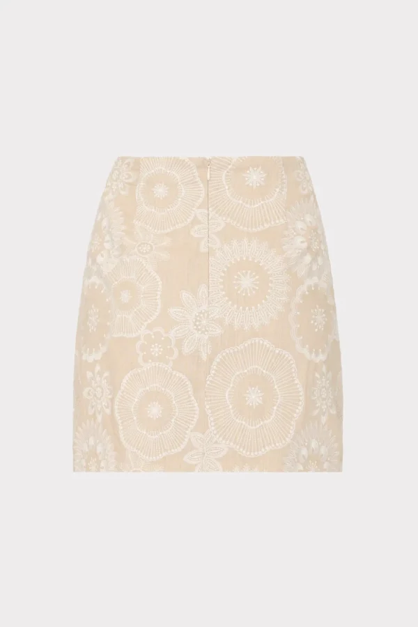 Jumpsuits & Rompers-MILLY Linen Embroidered Skirt Natural/Ecru