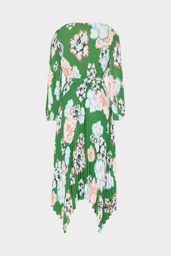 Jumpsuits & Rompers-MILLY Liora Petals In Bloom Pleated Dress Green Multi