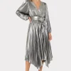 liora_pleated_lame_dress_1.webp Maxi Dresses-MILLY Liora Pleated Lame Dress Silver