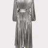liora_pleated_lame_dress_3.webp Maxi Dresses-MILLY Liora Pleated Lame Dress Silver