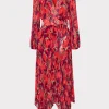 Jumpsuits & Rompers-MILLY Liora Windmill Floral Pleated Dress Red Multi