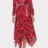Jumpsuits & Rompers-MILLY Liora Windmill Floral Pleated Dress Red Multi