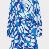 Day Dresses-MILLY Liv Brushstroke Pleated Dress Blue Multi
