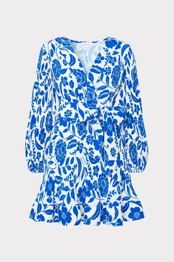 liv_flowers_of_spain_plea_0-2.webp Mini Dresses-MILLY Liv Flowers Of Spain Pleated Dress Blue/White