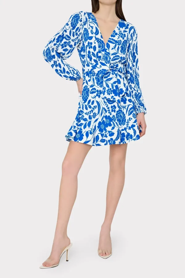 liv_flowers_of_spain_plea_1-2.webp Mini Dresses-MILLY Liv Flowers Of Spain Pleated Dress Blue/White