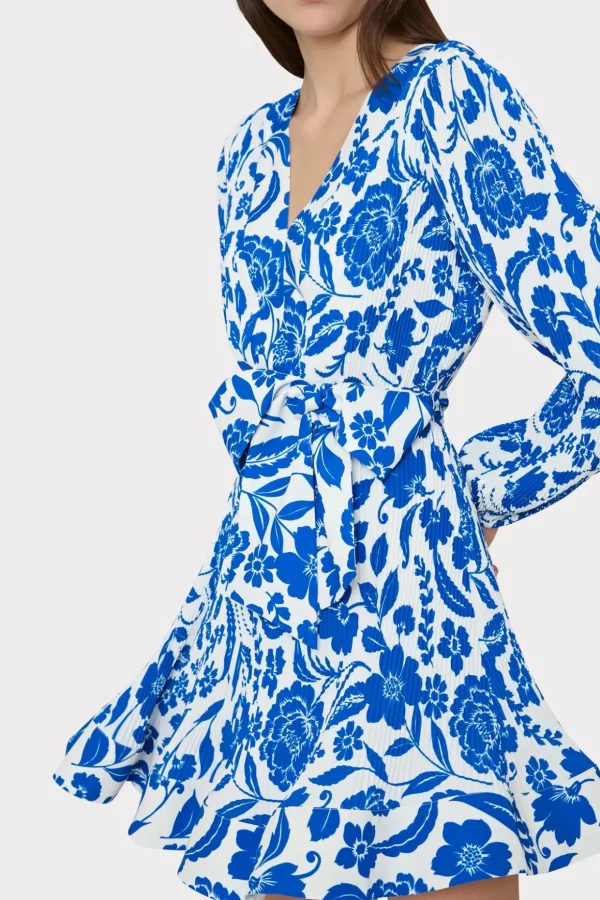 liv_flowers_of_spain_plea_3-2.webp Mini Dresses-MILLY Liv Flowers Of Spain Pleated Dress Blue/White