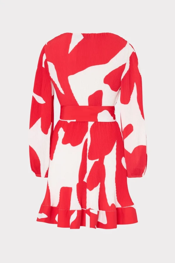 liv_grand_foliage_pleated_3-2.webp Cocktail Dresses-MILLY Liv Grand Foliage Pleated Dress Red/White