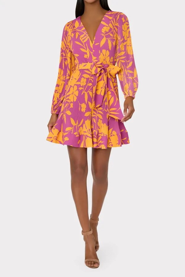 Jumpsuits & Rompers-MILLY Liv Marigold Aroma Pleated Dress Pink Multi