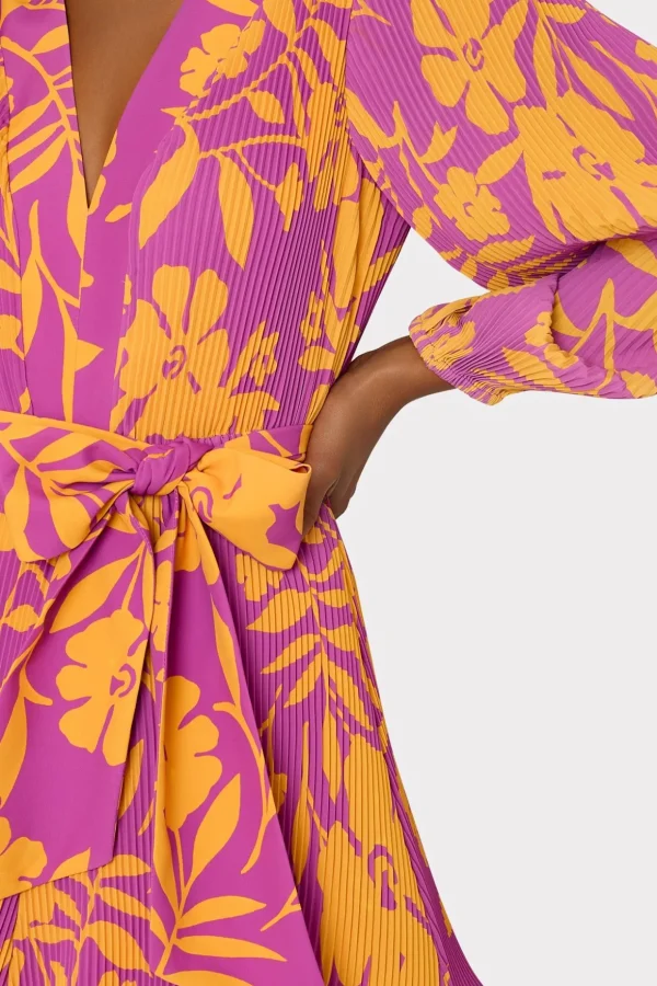 Jumpsuits & Rompers-MILLY Liv Marigold Aroma Pleated Dress Pink Multi