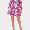 Day Dresses-MILLY Liv Petals In Bloom Pleated Dress Pink Multi