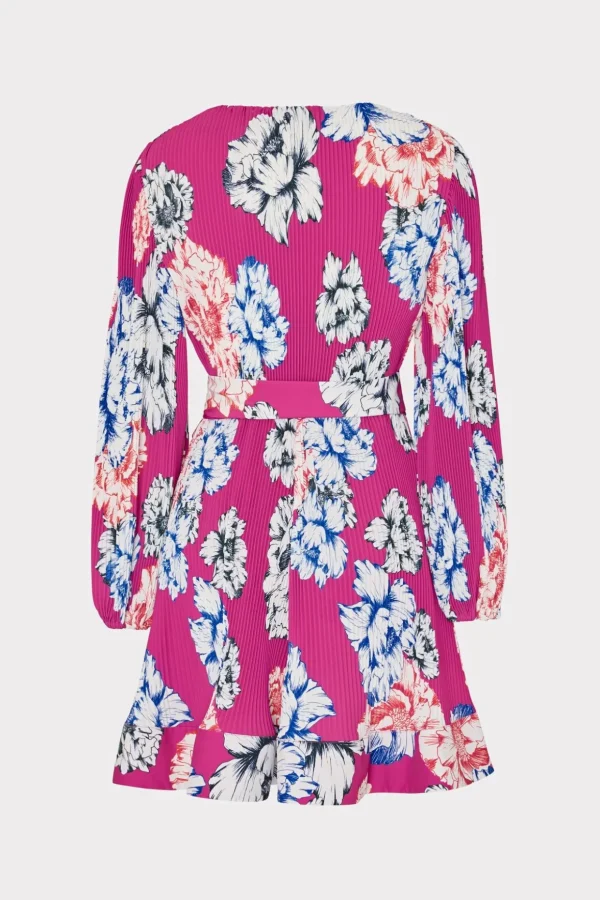 liv_petals_in_bloom_pleat_3-5.webp Mini Dresses-MILLY Liv Petals In Bloom Pleated Dress Pink Multi