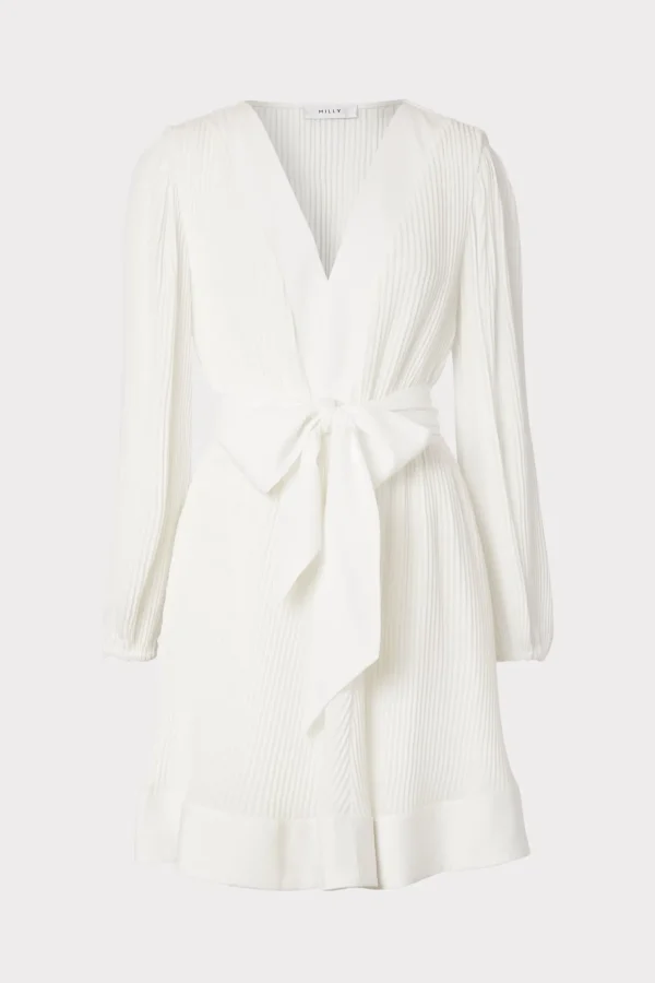 Cocktail Dresses-MILLY Liv Pleated Dress White