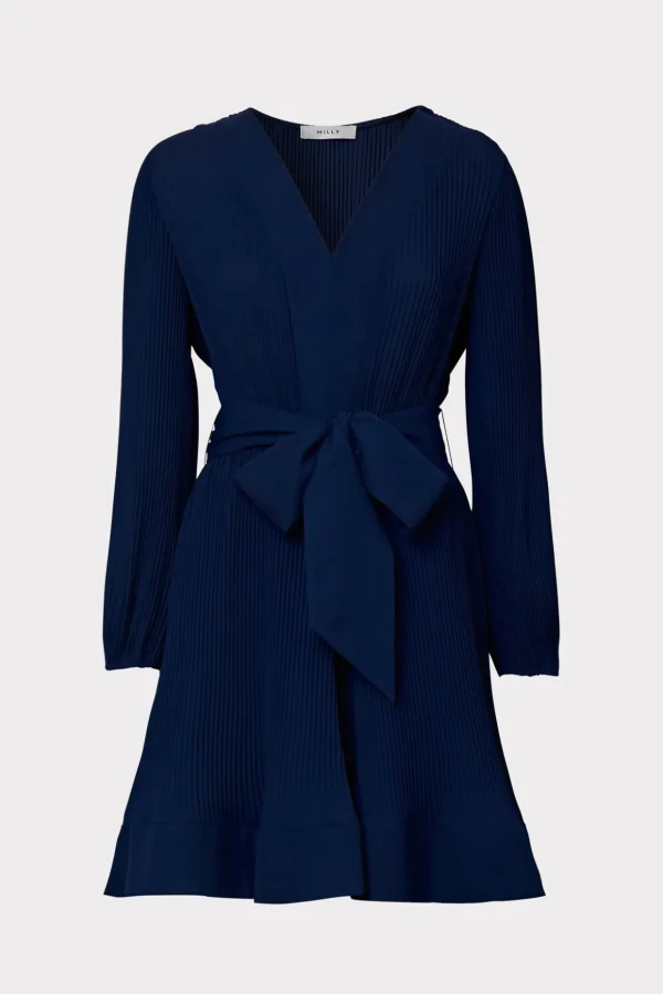 liv_pleated_dress_0-4.webp Day Dresses-MILLY Liv Pleated Dress Navy