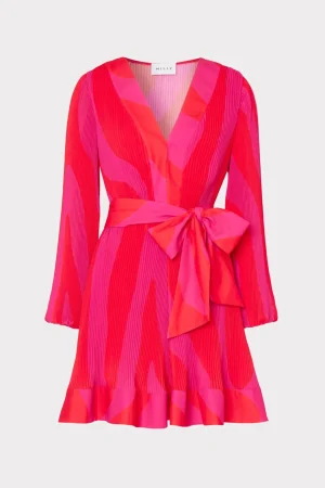 liv_zebra_pleated_dress_0-4.webp Mini Dresses-MILLY Liv Zebra Pleated Dress Milly Pink Multi