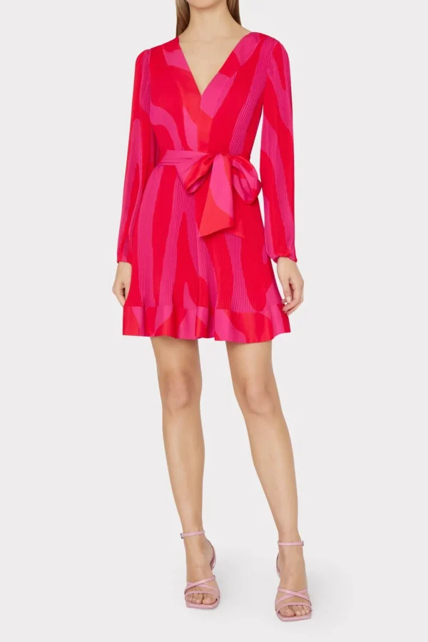 Jumpsuits & Rompers-MILLY Liv Zebra Pleated Dress Milly Pink Multi