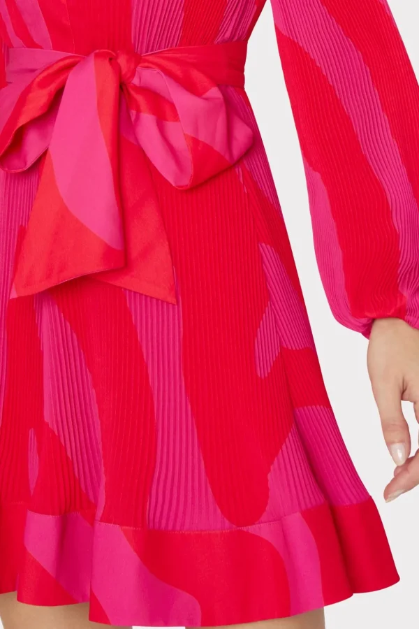 Cocktail Dresses-MILLY Liv Zebra Pleated Dress Milly Pink Multi