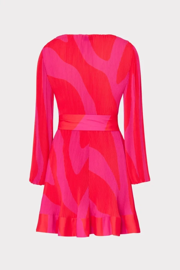 Pink Dresses-MILLY Liv Zebra Pleated Dress Milly Pink Multi