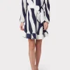 Mini Dresses-MILLY Liv Zebra Print Dress Navy/Ecru