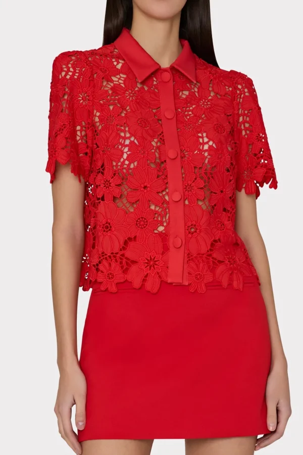 Matching Sets-MILLY Lizzy Cady Mini Skirt Red
