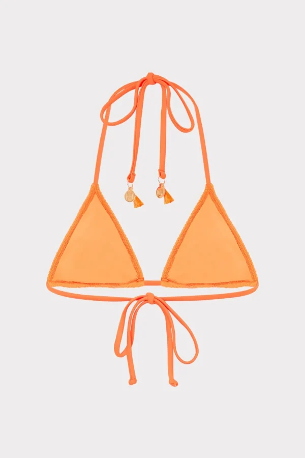 Bikinis-MILLY Lori Textured Triangle Bikini Top Neon Orange