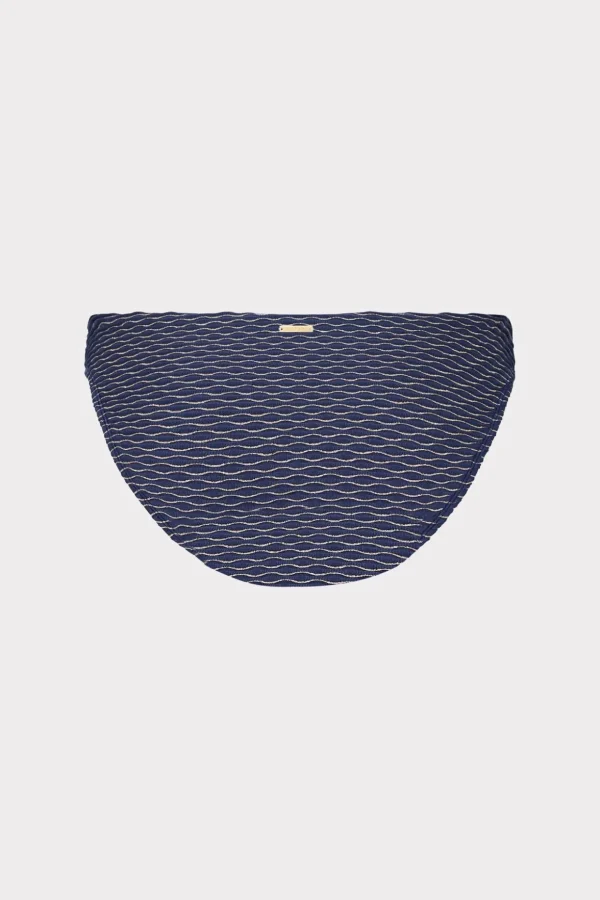 Bikinis-MILLY Margot Textured Waves Bikini Bottom Navy