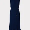 Jumpsuits & Rompers-MILLY Melina Solid Pleated Dress Navy