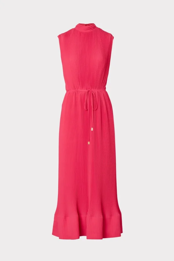 melina_solid_pleated_dres_0-12.webp Pink Dresses-MILLY Melina Solid Pleated Dress Milly Pink