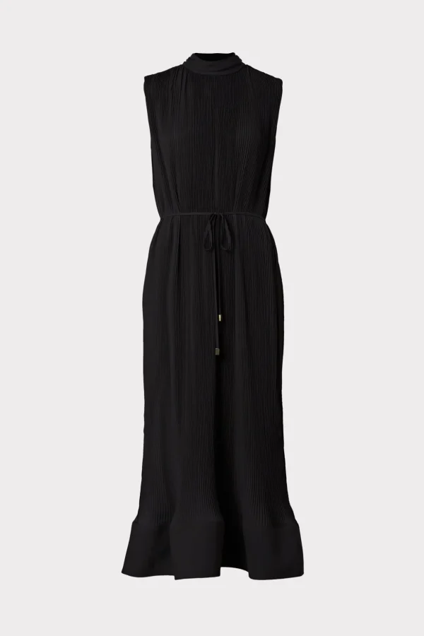 Guest Of Dresses-MILLY Melina Solid Pleated Dress Black