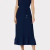 Guest Of Dresses-MILLY Melina Solid Pleated Dress Navy
