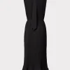 Maxi Dresses-MILLY Melina Solid Pleated Dress Black