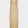 Cover-Ups-MILLY Metallic Mesh V Neck Midi Cover-Up Dress Gold