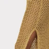 Cover-Ups-MILLY Metallic Mesh V Neck Midi Cover-Up Dress Gold