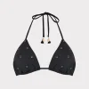 Jumpsuits & Rompers-MILLY Millie Diamond Heat Set Triangle Bikini Top Black