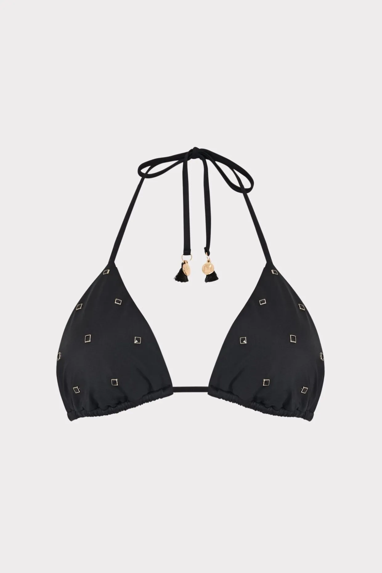 Jumpsuits & Rompers-MILLY Millie Diamond Heat Set Triangle Bikini Top Black