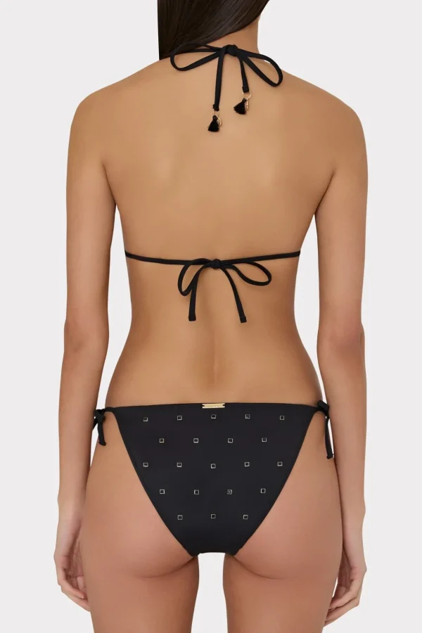 Jumpsuits & Rompers-MILLY Millie Diamond Heat Set Triangle Bikini Top Black
