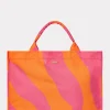Accessories-MILLY Mimi Canvas Tote Milly Pink/Tangerine