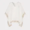 Cover-Ups-MILLY Mirrored Embroidery Caftan White/Gold