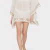 Cover-Ups-MILLY Mirrored Embroidery Caftan White/Gold