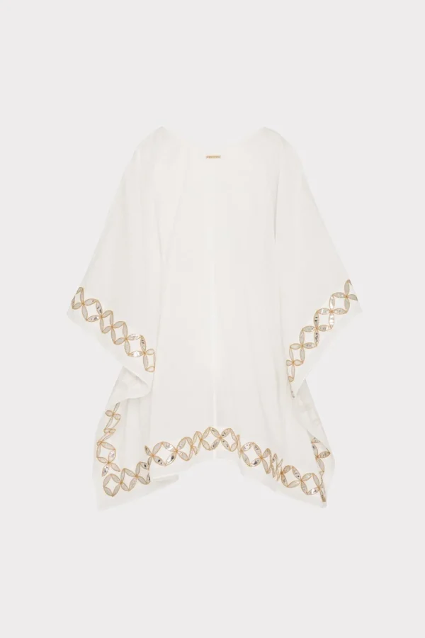 Jumpsuits & Rompers-MILLY Mirrored Embroidery Caftan White/Gold