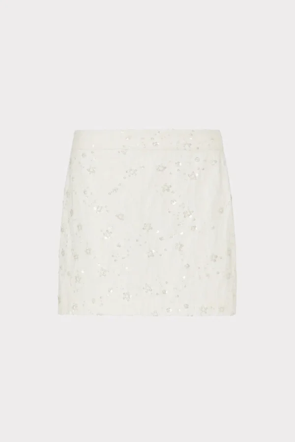 Skirts-MILLY Modern Mini Beaded Skirt Ecru