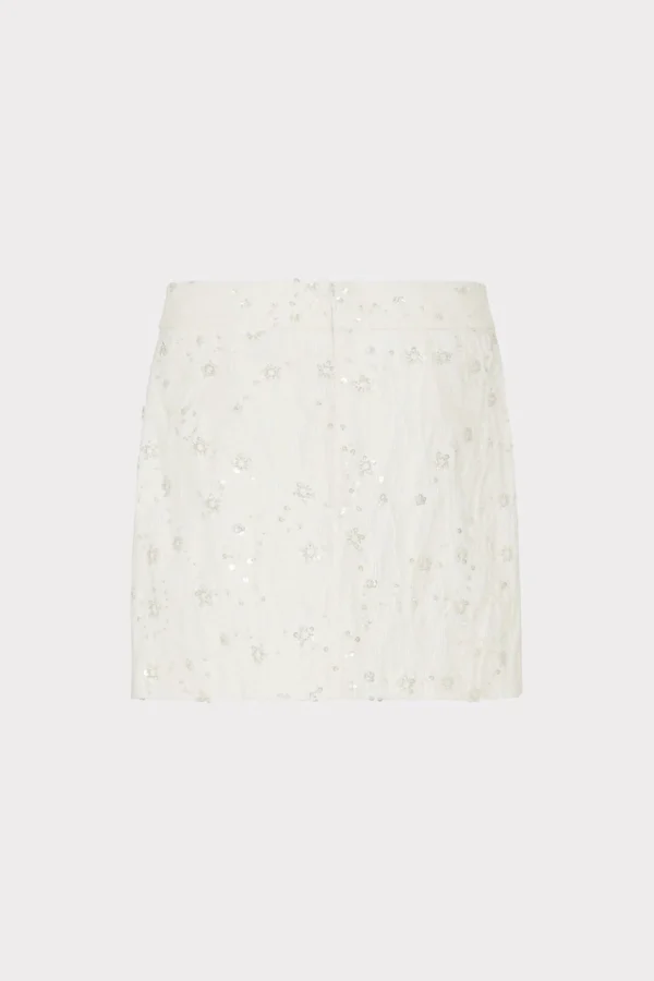 Skirts-MILLY Modern Mini Beaded Skirt Ecru