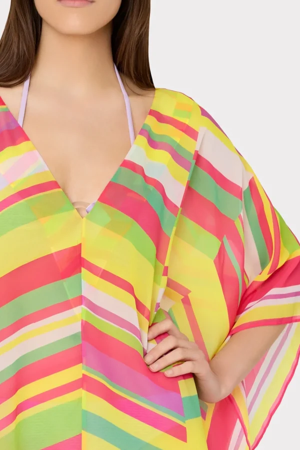 Jumpsuits & Rompers-MILLY Multi Color Chevron Caftan Green Multi