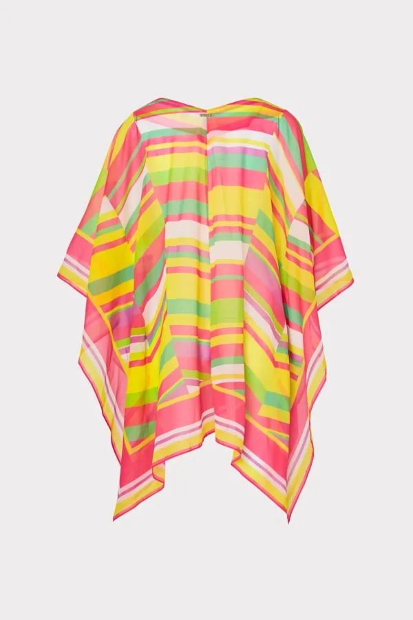 Cover-Ups-MILLY Multi Color Chevron Caftan Green Multi