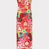 Guest Of Dresses-MILLY Multi Color Lace Dress Red Multi