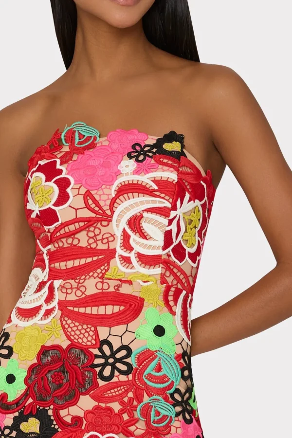 Jumpsuits & Rompers-MILLY Multi Color Lace Dress Red Multi
