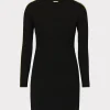 Knit Dresses-MILLY Multi Color Racer Stripe Mini Dress Black Multi