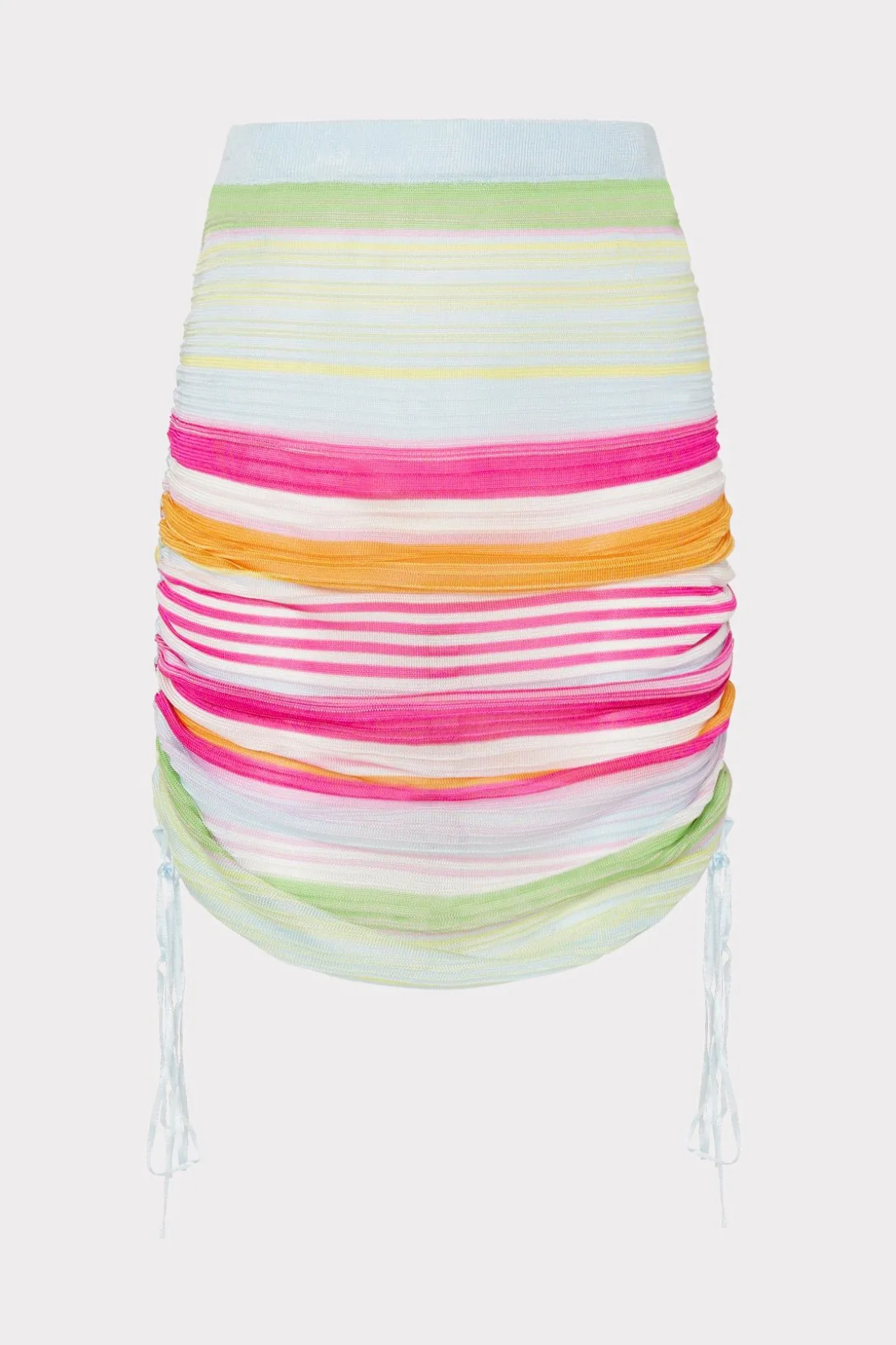 multi_stripe_ruched_skirt_0.webp Jumpsuits & Rompers-MILLY Multi Stripe Ruched Skirt Pink Multi