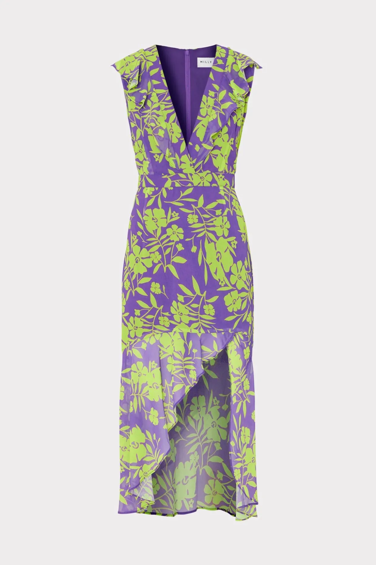 Jumpsuits & Rompers-MILLY Nanci Marigold Aroma Ruffle Dress Purple Multi