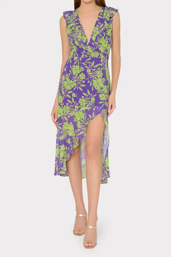 nanci_marigold_aroma_ruff_1.webp Jumpsuits & Rompers-MILLY Nanci Marigold Aroma Ruffle Dress Purple Multi